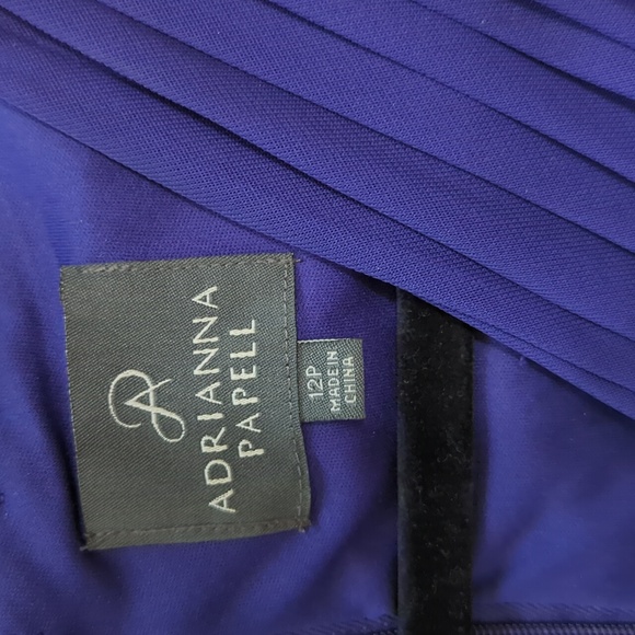 Adrianna Papell Women's Blue Chiffon Ruched Special Occasion Dress Size 12P - Picture 5 of 9